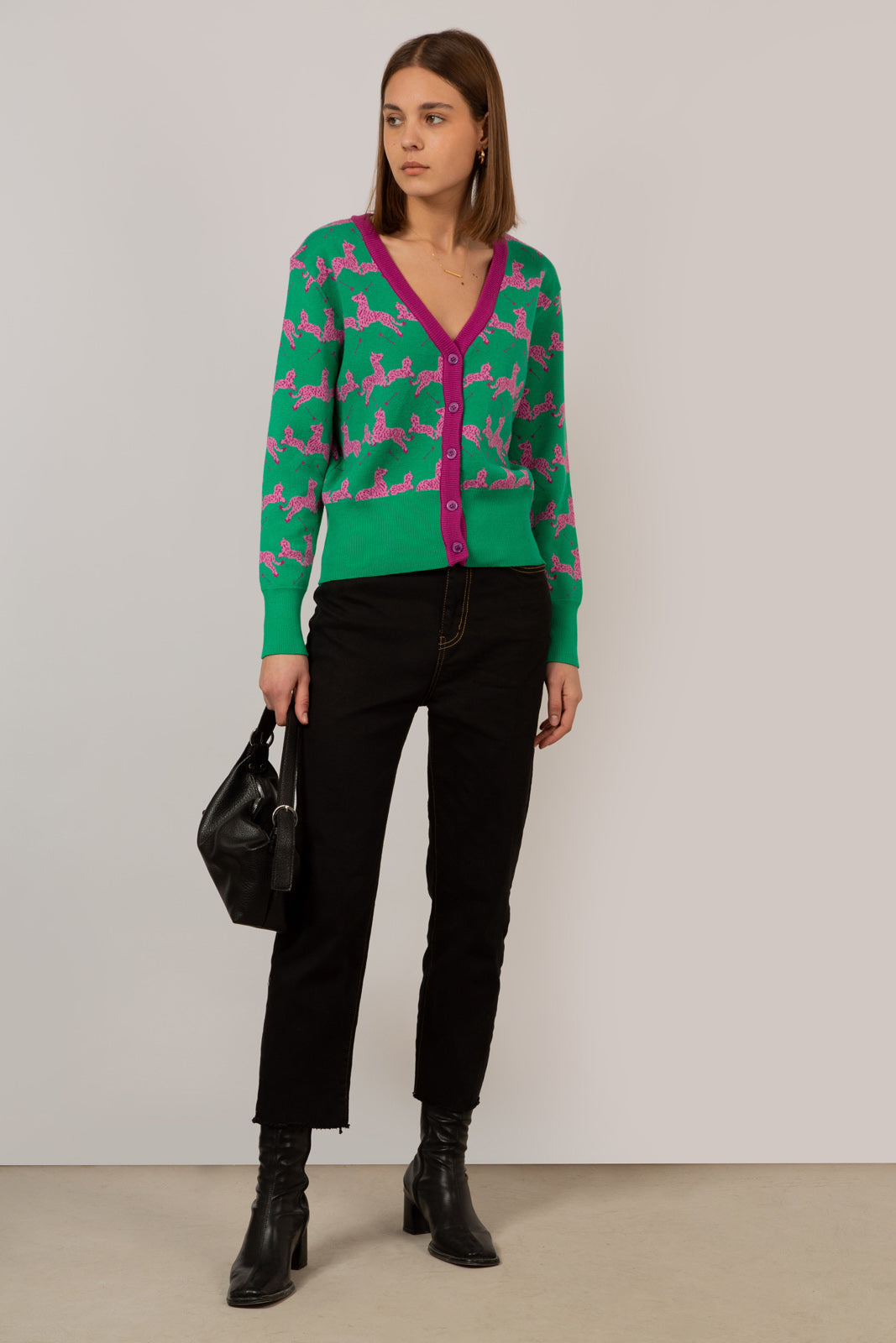 Green and hot pink leaping zebras cardigan_7