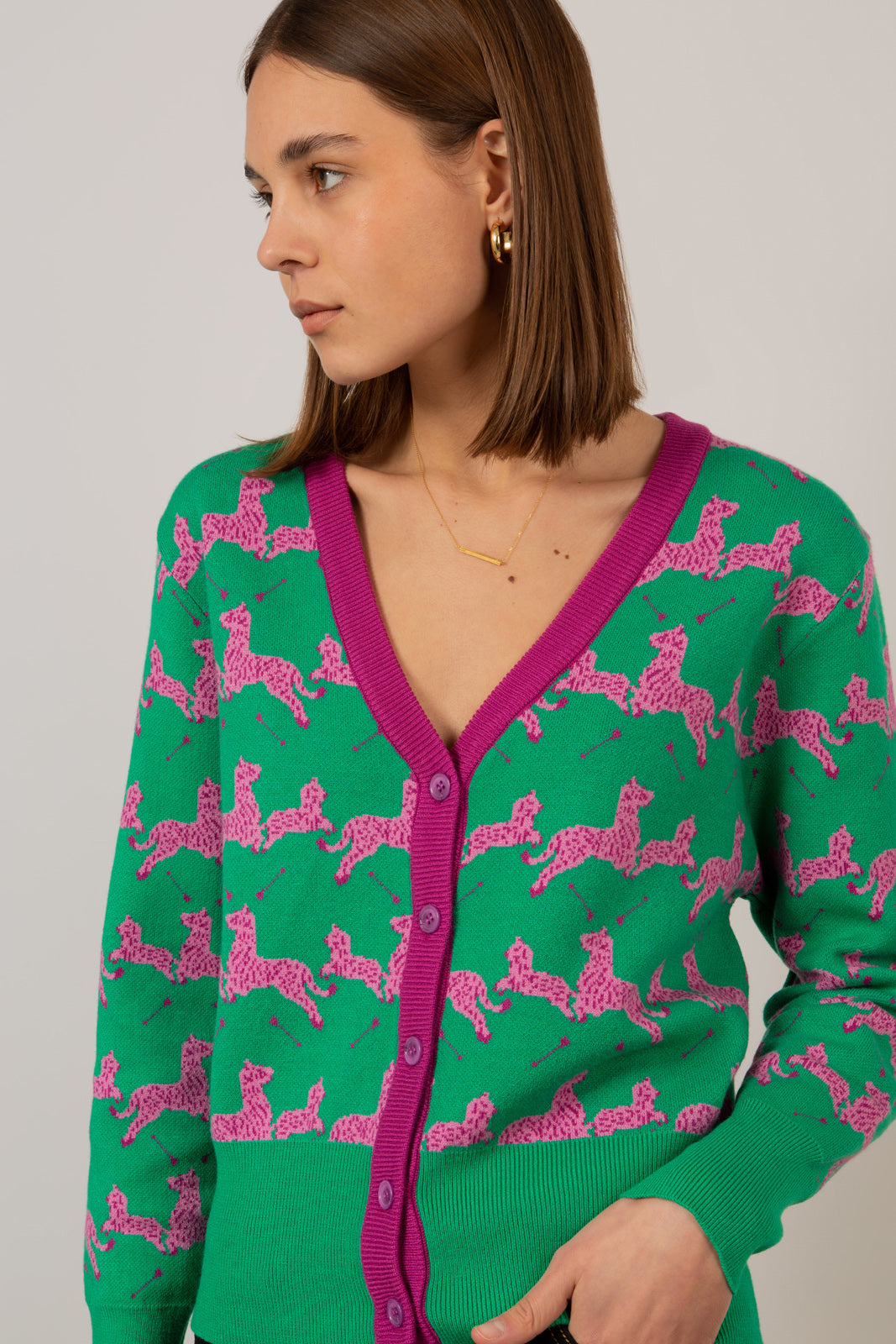 Green and hot pink leaping zebras cardigan_3