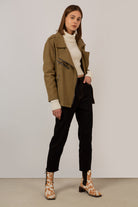 Khaki oversized belted rider jacket_1