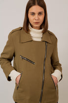 Khaki oversized belted rider jacket_3