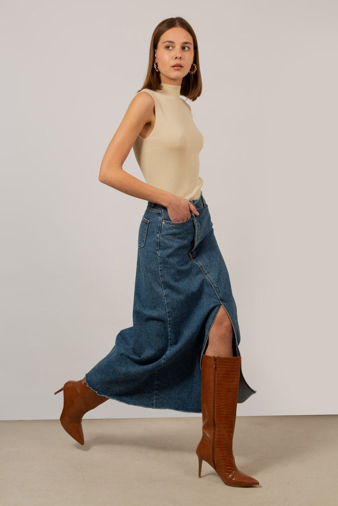 Mid blue denim front slit maxi skirt_3