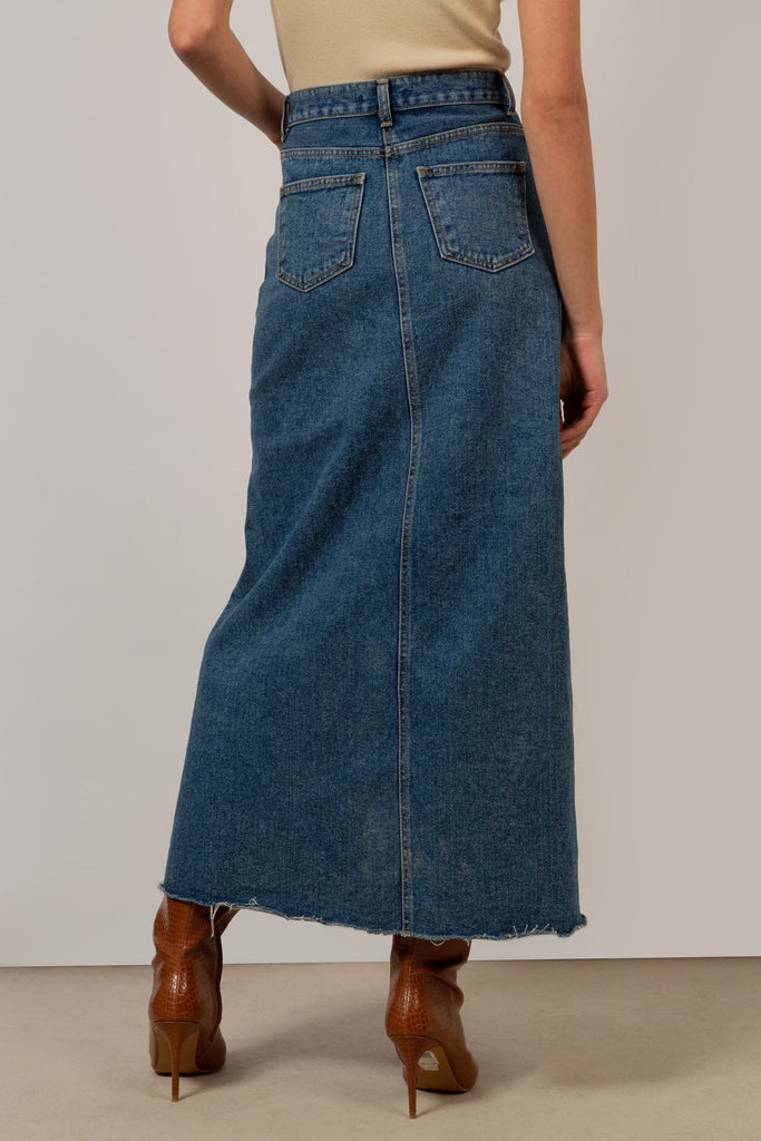 Mid blue denim front slit maxi skirt_7