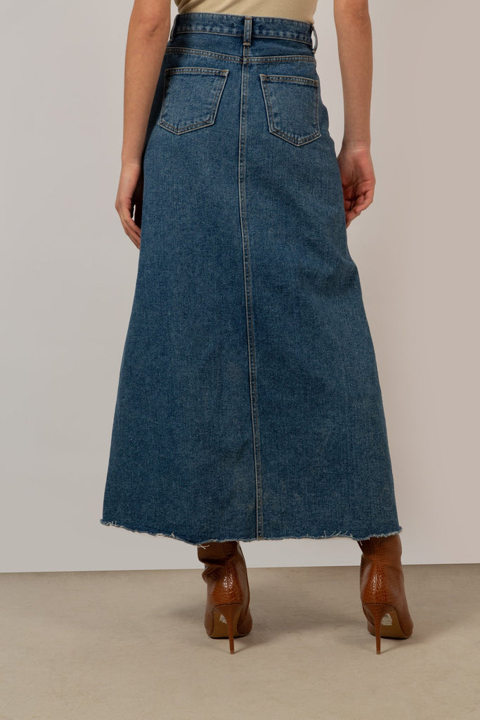 Mid blue denim front slit maxi skirt_4