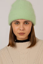 Mint green mohair beanie hat_1