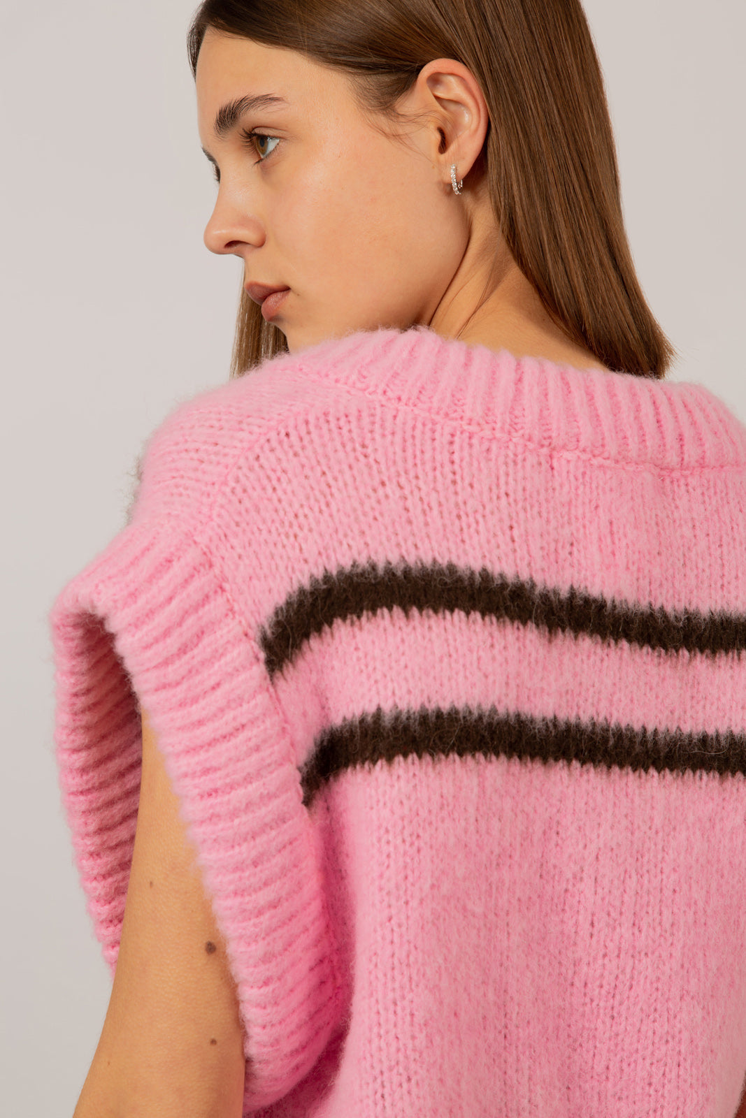 Pink and black striped alpaca-wool blend sweater vest_4