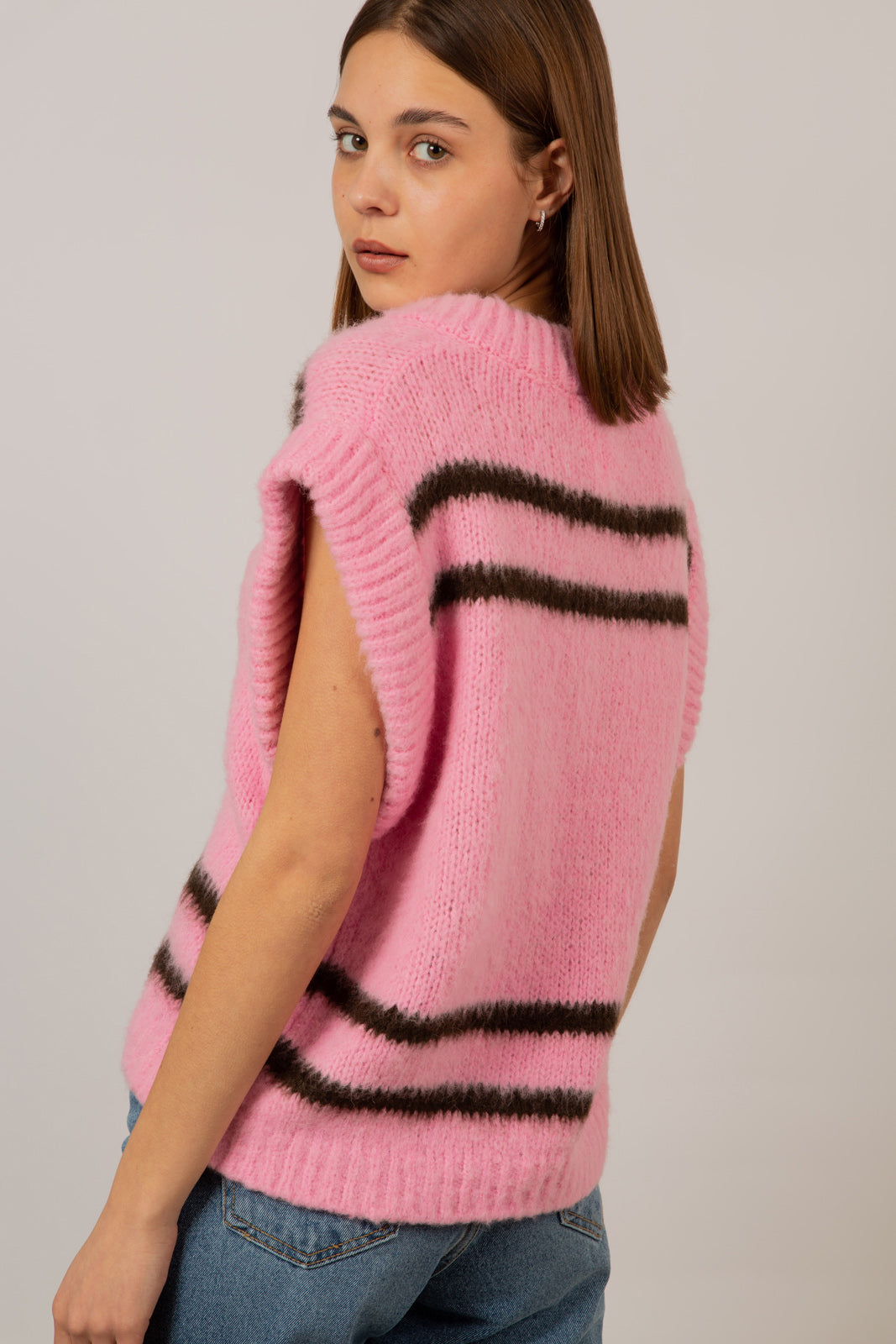 Pink and black striped alpaca-wool blend sweater vest_6