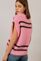 Pink and black striped alpaca-wool blend sweater vest_6