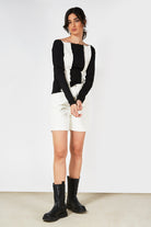 Black and ivory thick vertical stripe top_11