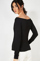 Black and ivory thick vertical stripe top_3