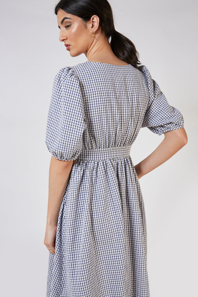Navy and white gingham wrap dress_6