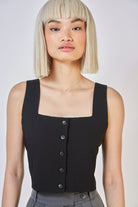 Black button front sleeveless top_7