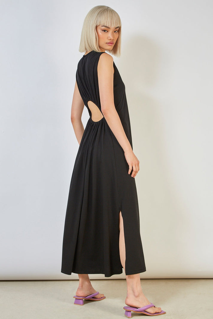 Black peek back jersey dress_6