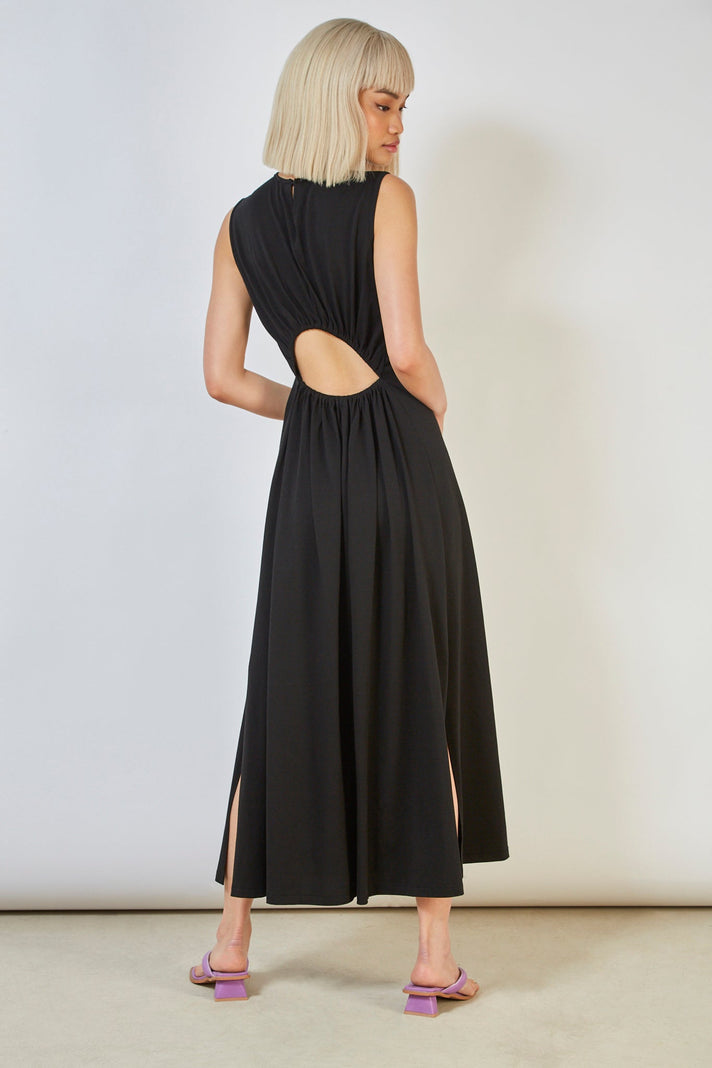 Black peek back jersey dress_1