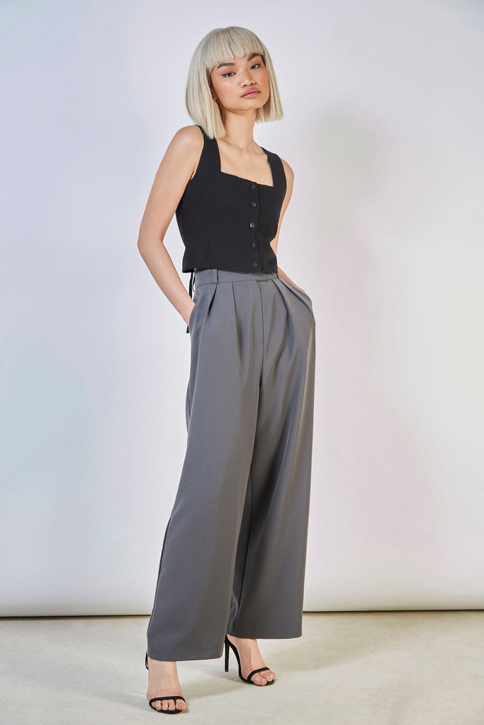 Charcoal double pleat smart trousers_2