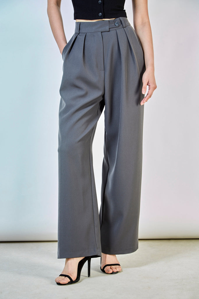 Charcoal double pleat smart trousers_1