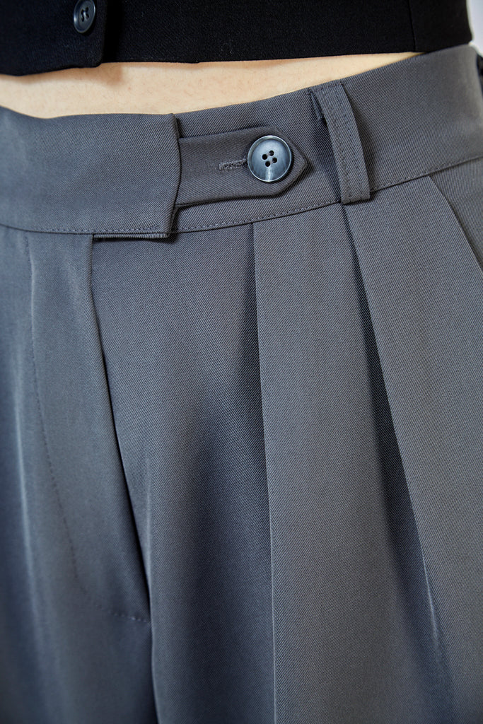 Charcoal double pleat smart trousers_6