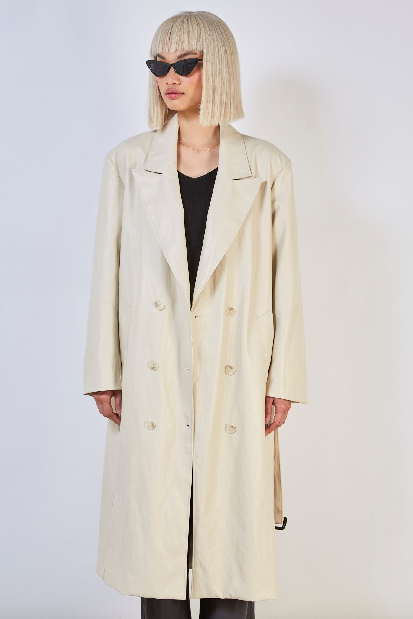 Ivory vegan leather trench coat_4