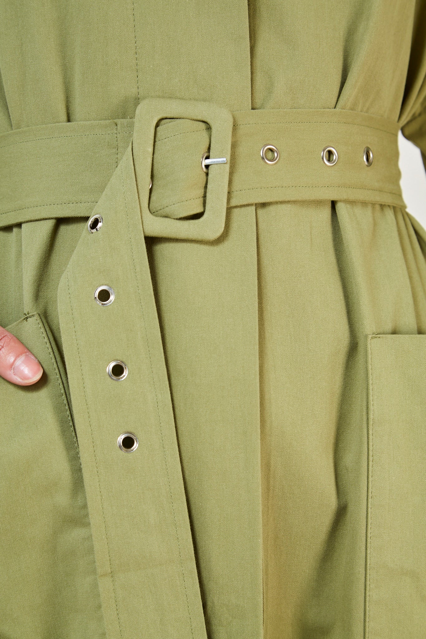Khaki concealed back button trench coat_11