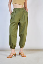Khaki double pleat trousers_7
