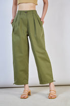 Khaki double pleat trousers_2