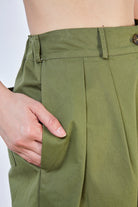 Khaki double pleat trousers_8