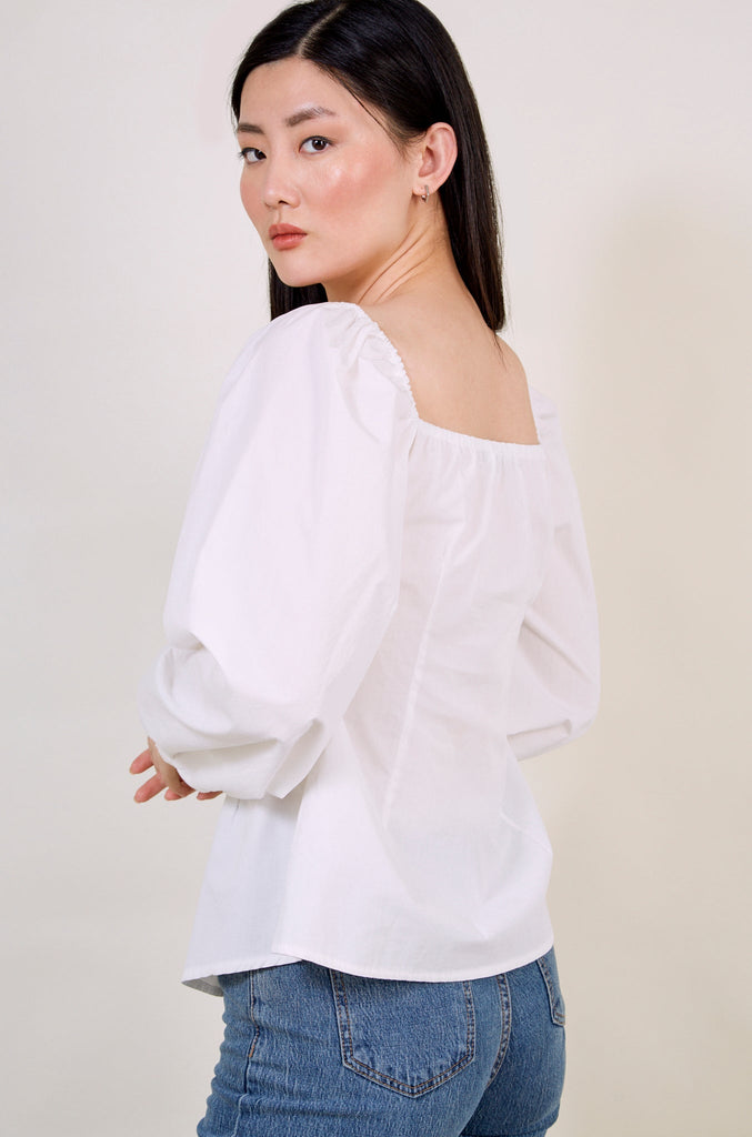 Ivory ruched bust peasant top_4