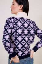 Navy and purple intarsia floral ivory collar jumper_3