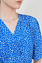 Bright blue floral print midi dress_6