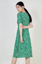 Green floral print midi dress_2
