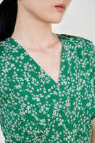 Green floral print midi dress_5