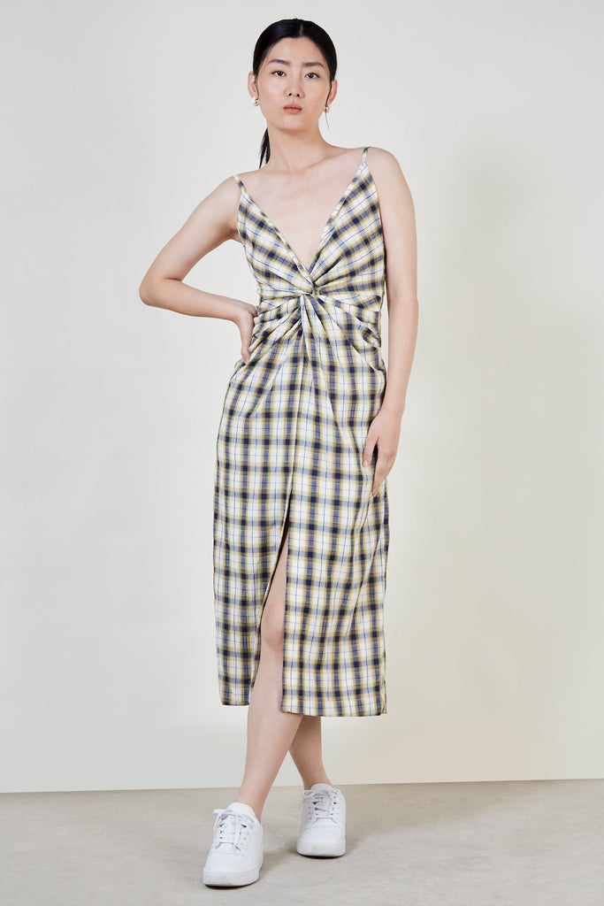 Navy and yellow plaid dress_3