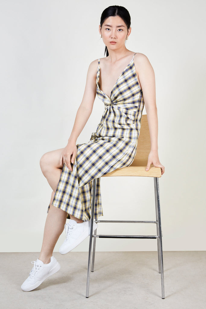 Navy and yellow plaid dress_1