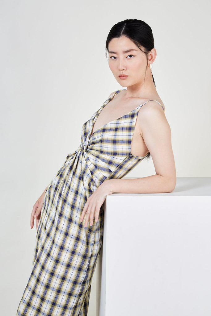 Navy and yellow plaid dress_2