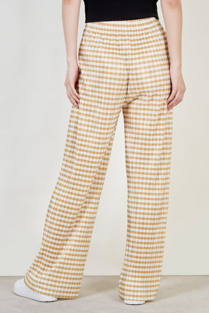 Yellow gingham side slit trousers_4