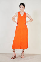 Bright orange linen maxi dress_4