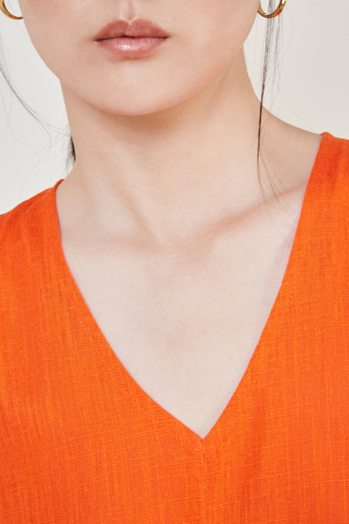 Bright orange linen maxi dress_6