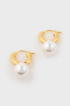 Gold large pearl drop hoop earrings_1
