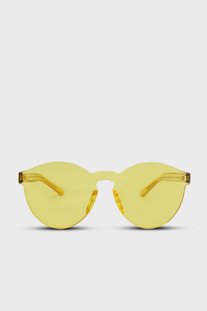 Yellow frameless round sunglasses_1