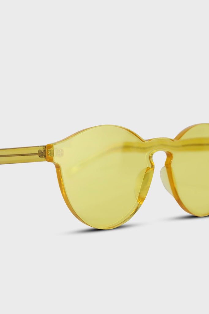 Yellow frameless round sunglasses_3