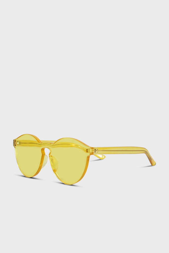 Yellow frameless round sunglasses_4