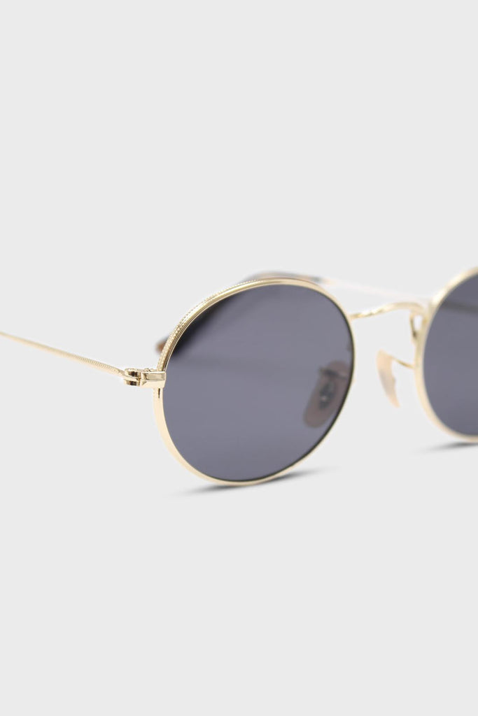 Black gold frame small oval lens sunglasses_6