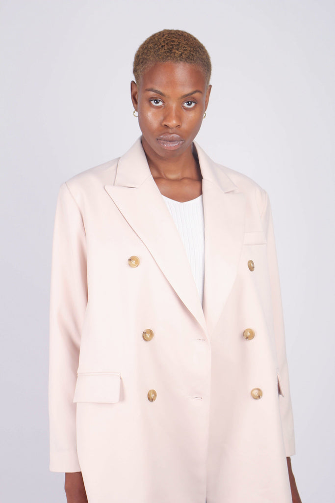 Ivory double breasted half long jacket_2