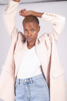 Ivory double breasted half long jacket_5