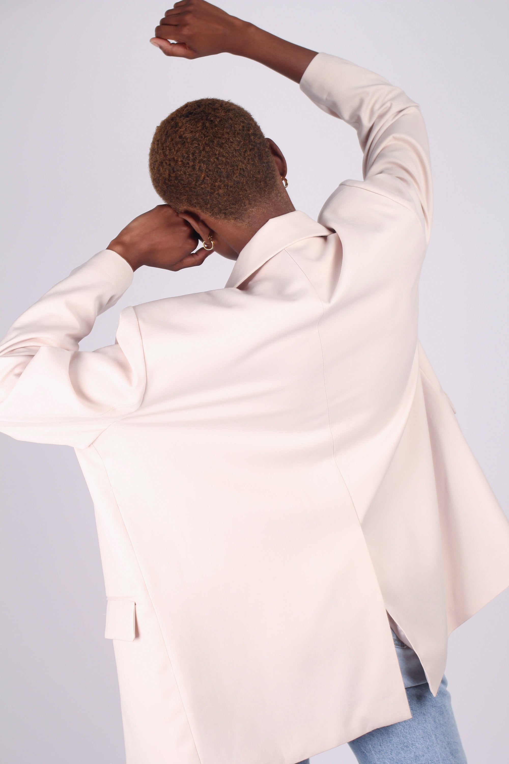 Ivory double breasted half long jacket_8