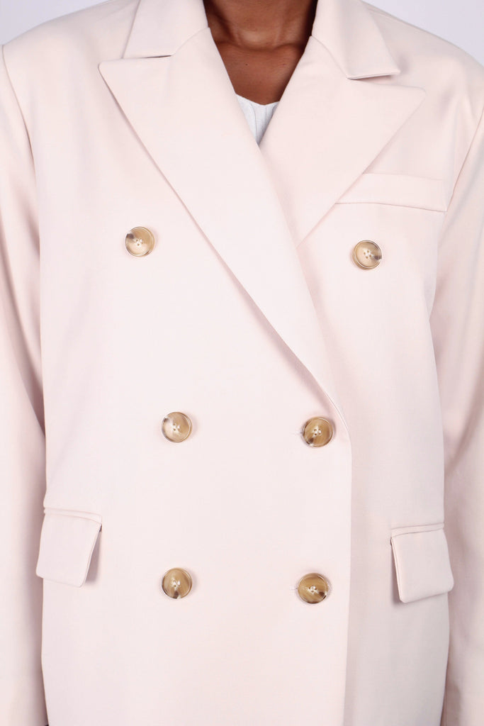 Ivory double breasted half long jacket_9