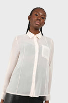 Pale pink sheer pocket shirt blouse_2