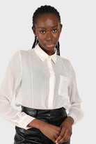 Pale pink sheer pocket shirt blouse_3