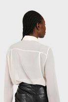 Pale pink sheer pocket shirt blouse_5