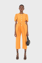 Orange belted short sleeved jumpsuit_4