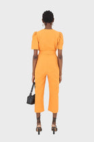 Orange belted short sleeved jumpsuit_2